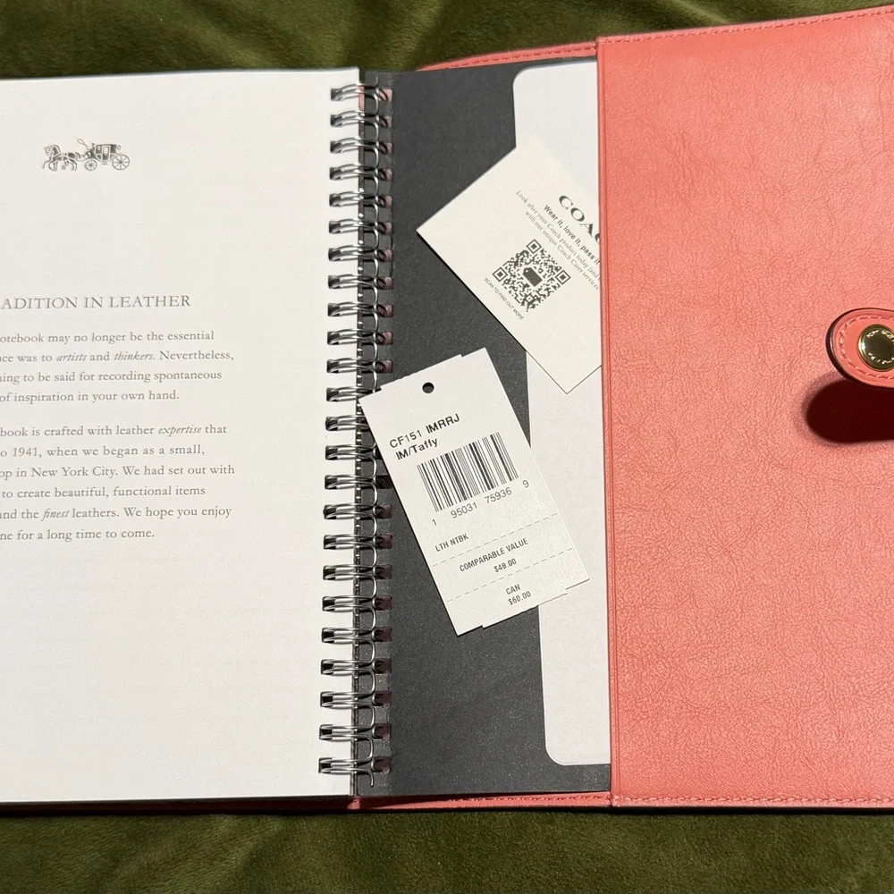 Coach Pink Leather Snap Planner Cover - Picture 5 of 6